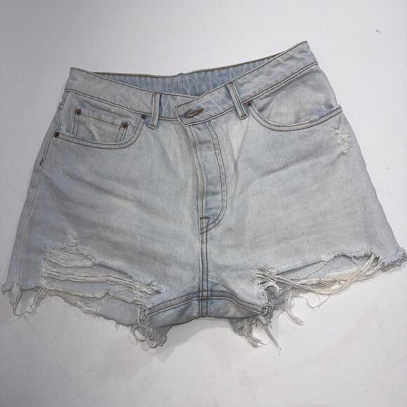 GRLFRND Pants - GRLFRND White Helena Shorts Size 26 Distressed Button Fly Super Short n’ Sweet